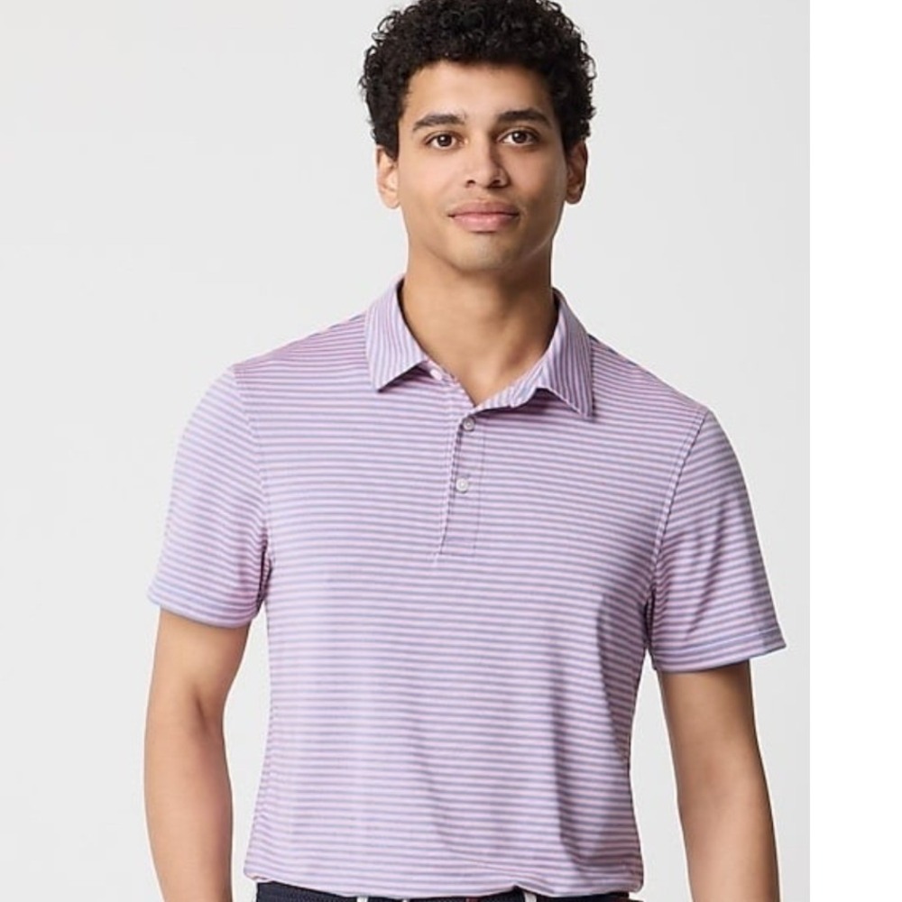 J.Crew Performance Polo Shirt Men XL Purple Orange Striped Short Sleeve NWOT $90